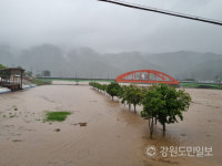 [현장 컷] 10여년 만에 물에 잠긴 평창강 둔치