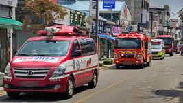 전북소방본부, 전국 동시 소방차 길터주기 훈련 실시