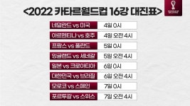 [월드컵]16강 대진표..한국vs 브라질, 일본vs 크로아티아