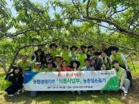 꽃 솎고 잡초 뽑고…농협경제지주, 복숭아 농가에 일손 보태
