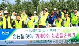 충남 예산 고덕농협·충남세종농협본부·NH농협 예산군지부, 사과농장서 일손돕기 펼쳐