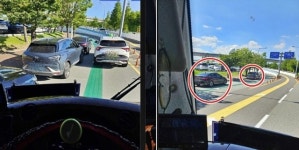 김해공항 입구 막은 ‘민폐’ 수소차, 3일 만에 이동…과태료는?