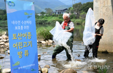 경기도해양수산자원연구소, 토산어종 어린고기 방류 [포토뉴스]