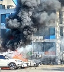 용인 모현읍 공영주차장에 주차된 차량서 화재…인명 피해 없어