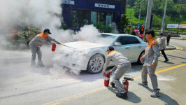 의왕소방서, 주택용 소방시설 배부현장 인근서 차량 화재 초기 진압