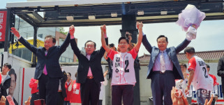 ‘전직 경기도지사 총출동’ 김문수 지지 호소… 경기도 표심 공략 [6·3 대선]