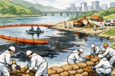 [단독] 화성 팔탄면 발안천서 기름 유출…시, 긴급 방제 작업