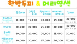 서비스/요금-천연머리염색방 오땡큐 신서점