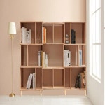 H6893 고무나무 3단 원목발 와이드 책장 세트 1color : 에버모스트