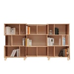 H6893 고무나무 3단 원목발 와이드 책장 세트 1color : 에버모스트