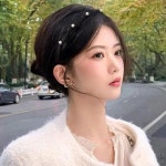 슬림 블랙 포인트 진주 헤어 악세사리 여성 머리띠 : 모모네마트로