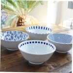 블루 프린팅 면기 4P set 우동기 면 국수 라면 그릇 : 메이두머니