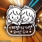자동차스티커 반사시트지 천사같은형제가타고있어요 : 테스투나