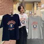 여자 페이스 영문 박스핏 반팔 티셔츠 URK-471 : 두리우리스토어