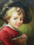 19E huile portrait antique peinture Fille RococoAntique de FRANCE : 타샤앤틱