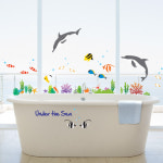 KR-0036  바다속이야기 돌고래스티커 물고기 포인트스티커 벽스티커 인테리어 유리창 학원 어린이방 거실벽면 물고기벽스티커 : 오피스왕국