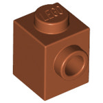 레고 부품 변형 브릭 Dark Orange Brick, Modified 1 x 1 with Stud on 1 Side 4666322 87087 : 브릭플러스
