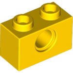레고 부품 테크닉 브릭 Yellow Technic, Brick 1 x 2 with Hole 370024 3700 : 브릭플러스