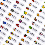 쁘띠 미니 캐릭터 (225pcs) 초미니 이름표 네임 이름 스티커 주문 제작 : 키즈네임