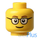 레고 노란색 헤드 안경 웃는 얼굴 Yellow Minifig, Head Glasses Rectangular, Brown Thin Eyebrows 3626cpb1507 : 브릭플러스