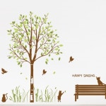 is822-봄을기다린나무와고양이 거실 포인트스티커 : 원츄샵