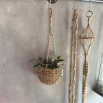 해초 라탄 왕골바구니-원형 공중 행잉화분 1구 12x10cm(소) 꽃바구니 마크라메 : 베스트 하우스