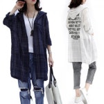 F6440/여름까지 얇은 면 아우터형 롱후드셔츠/롱남방 : 리체스타일