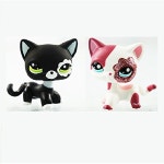 PlayFun KiDz 2pcs Pink White Sparkle Short Hair Cat Kitty and Black Cat Green Eyes LPS 2249 2291 PRO : buying007