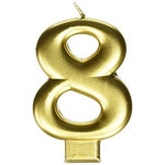 Amscan Birthday Celebration Numeral 8 Metallic Candle Party Supplies Gold 3 1/4 PROD40011236 : buying007