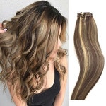Shebeauty Clip in Hair Extensions Real Human Hair Extensions 14 16 18 20 7 PCS Full Head Silky Strai : buying007