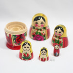 러시아인형 마트로시카(Matryoshka) 호흘로마 5구 전통  - 러시아, 마트료시카, 원목인형, 중첩인형, 목각인형, 정식수입, 디자인바운스, 5pcs... 