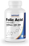 뉴트리코스트 엽산(240캡슐) 1병 Nutricost Folic Acid (Vitamin B9) 1000 mcg : 직구페이지
