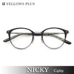옐로우플러스안경 닐스 NILS (47mm) C469 가벼운 라운드 티타늄 블랙투톤  : LUXEYEWEAR