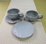 커피잔세트 조물럭분청흰꽃[분청도자기 전통 부부찻잔세트] : 생활도자기그릇미각도예