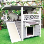 316618 Grey, Petsfit Outdoor Cat House with Escape Door and Scratching Pad, 1-Year Warrant : 해피웰빙 2