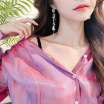 [은침] 포레 언밸런스 큐빅 크리스탈 진주 드롭 귀걸이 : 라피에스
