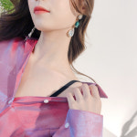 [은침] 포레 언밸런스 큐빅 크리스탈 진주 드롭 귀걸이 : 라피에스
