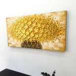 풍수 돈 나무 꽃 그림 인테리어 거실 대형 액자 황금 꽃 유화 100x50cm : 이나 코리아