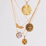 캐리엘리자베스 14k 골드 베르메일 가보 동전 목걸이 : 런던삐삐