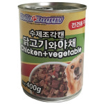 헬로도기 대용량 애견 간식 캔 수제조각 닭고기 야채, 400g, 24개 : 펫 마트