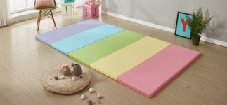 5단 층간소음 아기놀이방 매트 유아 폴더매트 /크림+그레이 140x250x4 : 홈니드어스