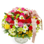 [장미바구니 19호] 친구 연인 기념일 청혼 생일 꽃바구니 생신 축하 전국 빠른 선물 배송 : 플라워펀드
