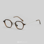 옐로우플러스 엘리스 234W 브라운 반뿔테 다각형 티타늄 안경테 : 오마이선글라스 코리아