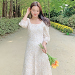 셀프웨딩드레스 샤론 스퀘어넥 빈티지 돌잔치 드레스 (44-66) : 브라이덜샵