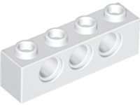 레고부품 테크닉브릭 - White Technic, Brick 1 x 4 with Holes (3701/370101) 브릭마켓 : 브릭마켓