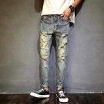 신델 수입 데님 남성 구멍 자수 청바지h1164 : 신델 SINDEL