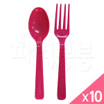 레지나 스푼포크 체리핑크 / 테이블 용품 홈파티 용품 일회용 포크 숟가락 1회용 포크 이벤트 소품 : 파티붕붕