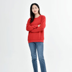 베이직 특양면 맨투맨 무지 빅사이즈 남자 여자 커플 티셔츠 : 완티