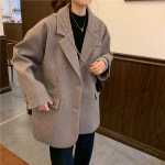 여성 모직 체크 2컬러 루즈핏 싱글 자켓 H1063 : 티에스컴퍼니