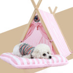 원목 듀랑 헤븐 펫 텐트 스트라이프 강아지집 고양이 애견 반려견 하우스 양면방석 : 개시크